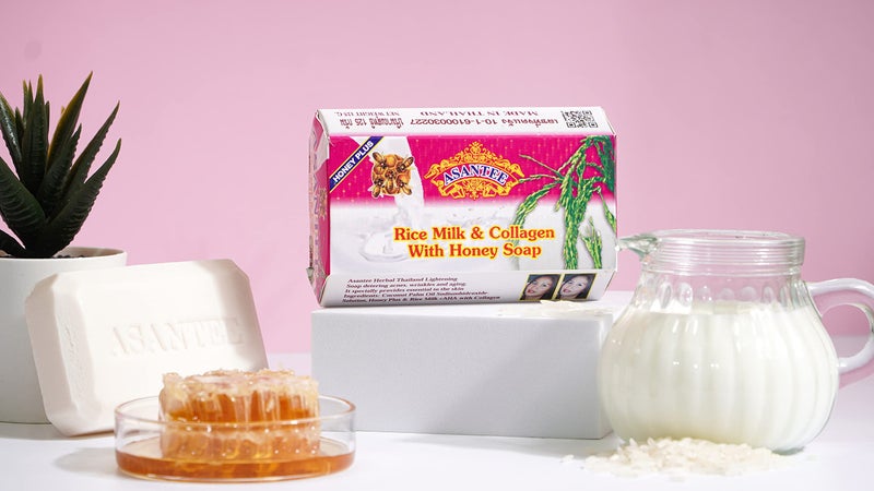 ASANTEE Rice Milk with Collagen and Honey Body Soap 125 g. (Pack of 1) - Image 3